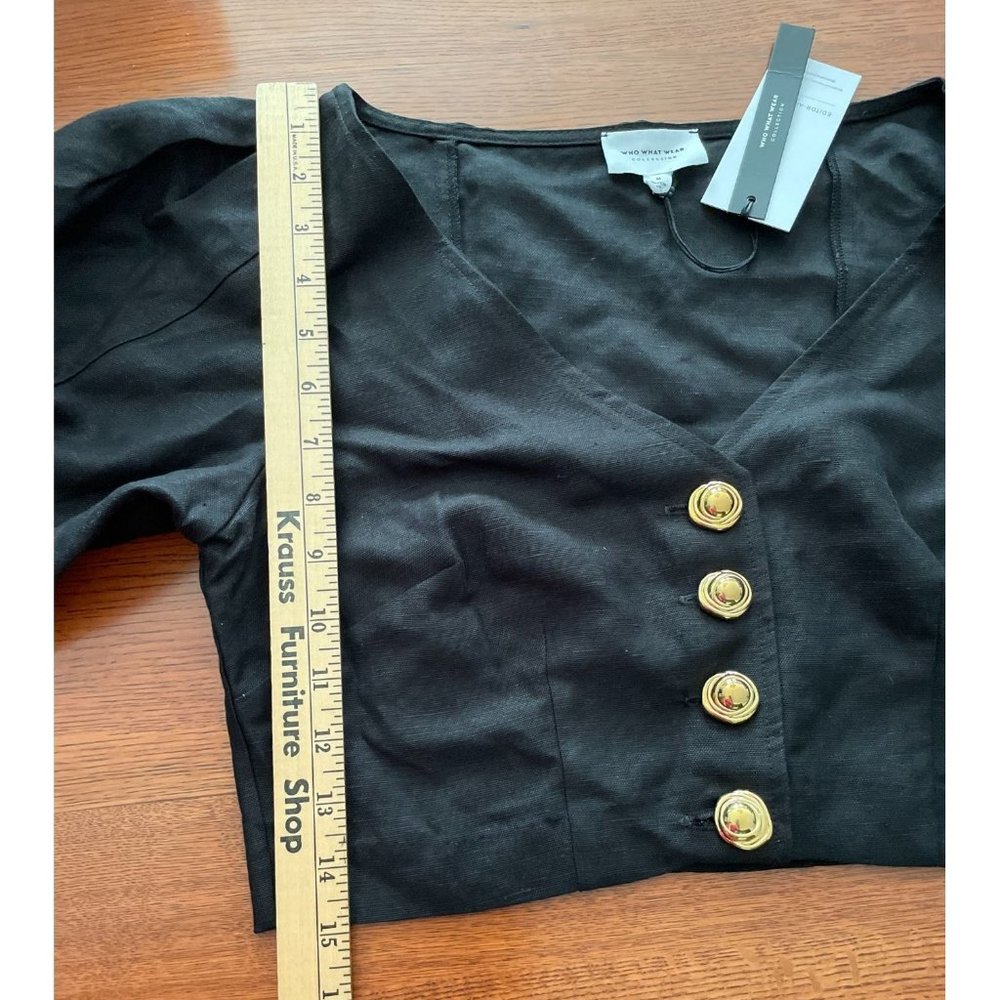 Who What Wear Brynn Washed Canvas Top With Statement Buttons - Picture 4 of 5